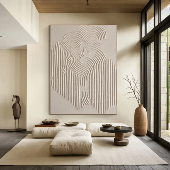 Beige & Brown Abstract Textured Painting Canvas
