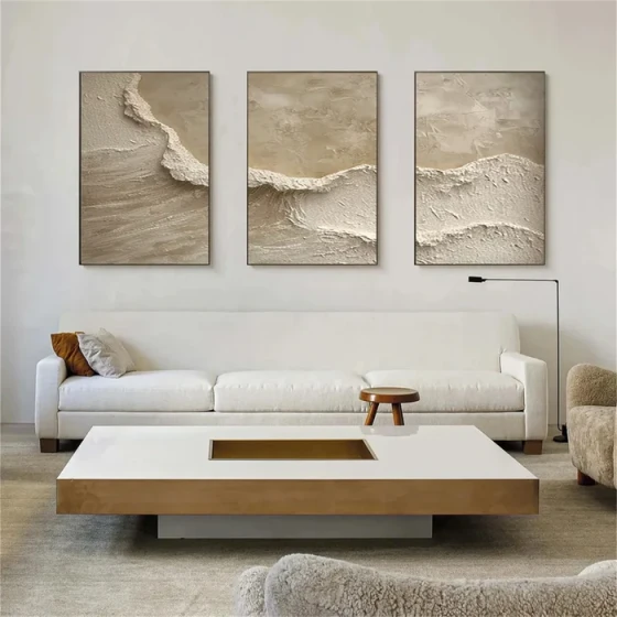 Beige & Brown Abstract Set of 3